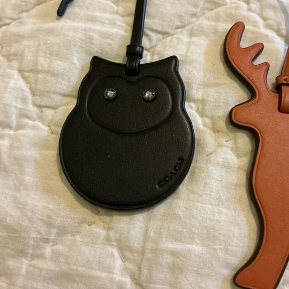 Coach Black Leather Owl Keychain - Picture 5 of 5